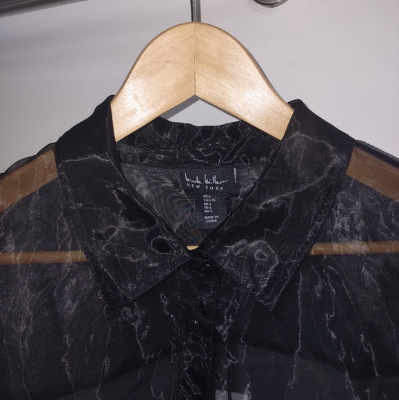 Nicole Miller Sheer Button Front Shirt - Picture 5 of 13